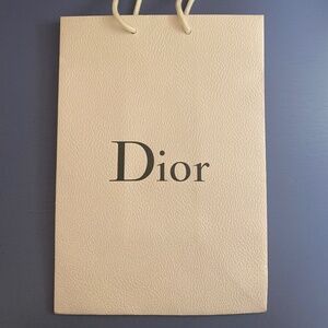 Dior Textured White and Silver Shopping Bag